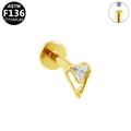 ASTM F136 titanium labret sieraad met gouden driehoek zirkoon en interne schroefdraad - Gouden Holle Driehoek-stijl (G23LAI242-G1208090)