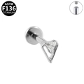 ASTM F136 titanium labret sieraad met driehoekige zirkoon en intern schroefdraad - Zilveren Holle Driehoek-stijl (G23LAI242-S1208080)