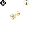 G23 titanium gold labret stud with four square cubic zirconia stones in clover design - Gold Square Style (G23LAI738-G1208157)