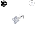 G23 titanium labret stud with four square zircons in a silver finish design - Silver Square Style (G23LAI738-S1208147)