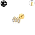 Gold titanium heart labret stud with zircon crown and internal thread detail - Gold Crown Style (G23LAI741-G1208105)