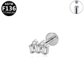 F136 titanium threaded ear stud with crown design featuring marquise and round zircons - Silver Crown Style (G23LAI741-S1208100)