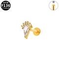 G23 titanium heart labret stud with kite-cut zircon and internal threading detail - Kite Shape (G1208110) / Kite Zirconia - Gold (G1208110)