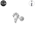 G23 titanium heart stud earring with zircon inlay and internal threading design - Kite Shape (G1208105) / Kite Zirconia - Silver (G1208105)