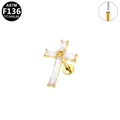 ASTM F136 Titan Gold Kreuz Labret Stecker mit klaren rechteckigen Zirkonia-Steinen - Kreuz-Stil - Gold (G23LAP634-G1208123)