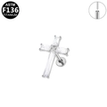 Titan-Kreuzstecker mit rechteckigen Zirkoniasteinen und internem Gewinde-Design - Kreuz-Stil - Silber (G23LAP634-S1208118)