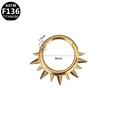 ASTM F136 titanium golden spiked clicker hoop with 1.2mm gauge for nose or ear piercings - Gold Spiky Style (G23NR631-G1208085)