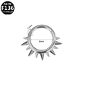 ASTM F136 titanium septum ring with 8mm inner diameter and spiked rivet design - Silver Spiky Style (G23NR631-S1208080)