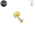 Golden G23 titanium daisy flower labret stud earring with flat back and push-fit design - Gold Daisy Style (G23LAP640-G100604110)