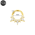 Anello per setto in titanio F136 dorato con zirconi brillanti, misura 1,2mm x 8mm - Stile Ventaglio a V con Strass Dorato (G23NR649-G1208250)