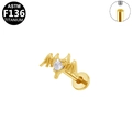 G23 Titanium gold bat wings and heart zircon internally threaded ear cartilage stud - Gold Bat Wing Heart Style (G23LAI734-G1208138)