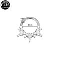 Anello per naso in titanio ASTM F136 con zirconi cubici in argento, misura 1,2mm x 8mm - Stile Ventaglio a V con Strass Argentato (G23NR649-S1208245)