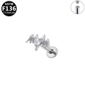 Silver G23 titanium internally threaded bat ear stud with heart cubic zirconia - Silver Bat Wing Heart Style (G23LAI734-S1208128)