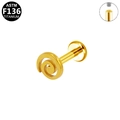 Piercing labret de titanio dorado con rosca interna y diseño de espiral elegante - Espiral Dorado (G23LAI222-G1206041)