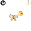 Labret de mariposa en titanio ASTM F136 con circonitas cúbicas y acabado dorado - Mariposa Dorada con Circonia (G23LAI762-G1208130)