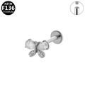 Labret de mariposa de titanio ASTM F136 con rosca interna y circonitas claras - Mariposa Plateada con Circonia (G23LAI762-S1208125)