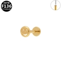 ASTM F136 titanium smiley face labret piercing in goudkleur met platte achterzijde - Gouden Smiley Stijl (G23LAP622-G1008045)