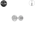 Gepolijste ASTM F136 titanium smiley gezicht platte achterkant oorknopje met schroefdraad - Zilveren Smiley Stijl (G23LAP622-S1008040)