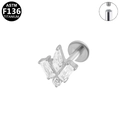 ASTM F136 titanium oorpiercing met waaiervormige zirkonia en interne schroefdraad - Zilveren Geometrische Kroon Zirconia (G23LAI763-S1208100)