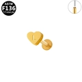 Gouden hartvormige titanium push-fit labret met gegraveerde letter L voor oren - Gouden Hart Letter A (G23LAP635-G1208068A)