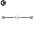 Detail van ASTM F136 titanium industrial piercing met marquise geslepen kristal - Zilveren Gemengde Ster (G23INE631-S163805130)