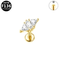 ASTM F136 titanium gold earring with marquise and triangle zircon studs - Wing Shape Style - Gold (G23LAI747-G1208090)