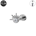 Technisch beeld van F136 titanium labret-stud met zonnestraal-ontwerp en 8 mm schroefdraad - Zilveren Zonnestraal Stijl (G23LAI861-S1208110)