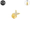 ASTM F136 titanium gold cross star labret stud with internally threaded cubic zirconia - Gold Inlaid Cross Star (G23LAI729-G1208095)
