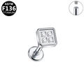 Titanium F136 internal thread labret stud with silver square four-diamond zircon top - Square Shape Style - Silver (G23LAI748-S1208050)