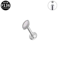 Vista macro del labret de opalo marquise en titanio F136 con detalle de rosca interna - Estilo Ópalo Artificial Marquise Plateado (G23LAI808-S1208078)