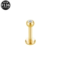 ASTM F136 Titanium gold stud earring featuring a clear round cubic zirconia inlay - Bezel Rhinestone Labret Stud (G23LAE103-G120803018) / Gold (G23LAE103-G120803018)