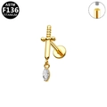 Labret de daga en titanio dorado ASTM F136 con colgante de circonita marquise y rosca interna - Estilo Espada (G23LAI768) / Dorado