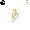 Detalle de pendiente de titanio F136 con rosca interna y brillantes cristales marquise - Estilo Gota con Borla Dorado (G23LAI774-G1208103)