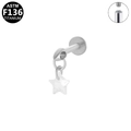 Piercing labret de titanio F136 con rosca interna y colgante de estrella de circón - Estilo Estrella de Cinco Puntas (G23LAI769) / Plateado