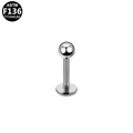 Close-up of ASTM F136 titanium earring stud with flat back disk and ball top design - Polished Ball Labret Stud (G23LAE101-S120803011) / Silver (G23LAE101-S120803011)