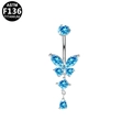 Titanium G23 butterfly belly button ring with vibrant blue zircon and silver finish - Silver Butterfly Blue Zirconia (SBL161005286)
