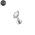 ASTM F136 titanium piercing stud featuring a marquise-cut clear cubic zirconia stone - Silver Marquise Single Stone (G23LAI214-S1208050)
