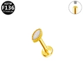 Piercing labret de titanio dorado con opalo ovalado y detalle de rosca interna - Estilo Ópalo Artificial Marquise Dorado (G23LAI808-G1208083)
