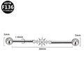 F136 titanium industriële piercing met centraal ster- en bloemontwerp - Zilveren Zonnestraal (G23INE628-S163805110)