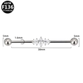 F136 titanium industriële piercing met marquise zirkoon bloem in zilverkleur - Zilveren Marquise (G23INE629-S163805150)