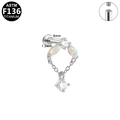 Pendiente de titanio F136 con opalo marquise, circonitas y cadena fina - Estilo Hoja de Flor Ópalo Plateado (G23LAI777-S1208146)