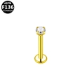 Golden ASTM F136 titanium stud earring featuring a round clear cubic zirconia - Gold (G23LAP128-G120802028)