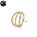 ASTM F136 titanium triple stack gold nose ring with zircon stones in 8mm size - Gold - Inner Diameter 8mm (G23NR636-G1208163)
