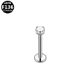 F136 titanium labret stud earring with prong-set round clear cubic zirconia stone - Silver (G23LAP128-S120802025)