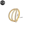 Gold F136 titanium seamless septum ring with triple rows of zircon stones 10mm - Gold - Inner Diameter 10mm (G23NR636-G1210183)