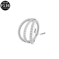 Titanium ASTM F136 seamless multi-layer ring with white diamonds in 8mm diameter - Silver - Inner Diameter 8mm (G23NR636-S1208160)