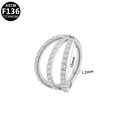 ASTM F136 titanium triple-layered nose ring with 10mm inner diameter and zircon accents - Silver - Inner Diameter 10mm (G23NR636-S1210180)