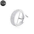 F136 titanium 8mm seamless septum ring with triple rows of zircon stone inlay - Silver - 3-Row Zirconia - Inner Diameter 8mm (G23NRS617-S1208176)