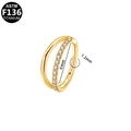 Titanium ASTM F136 gold double hoop segment ring with crystals size 1.2x6mm - Gold - Double Layer Zirconia - Inner Diameter 6mm (G23NRS618-G1206119)