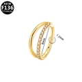 Golden F136 titanium double-layer clicker ring with zircons 8mm diameter - Gold - Double Layer Zirconia - Inner Diameter 8mm (G23NRS618-G1208079)